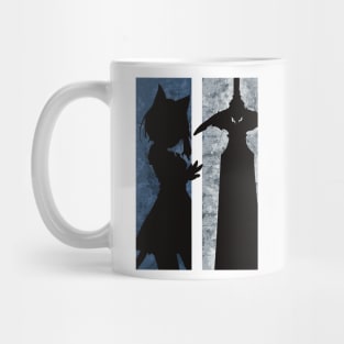 Reincarnated as a Sword Fran and Shishou Grunge Distressed Minimalist Silhouette Design Mug